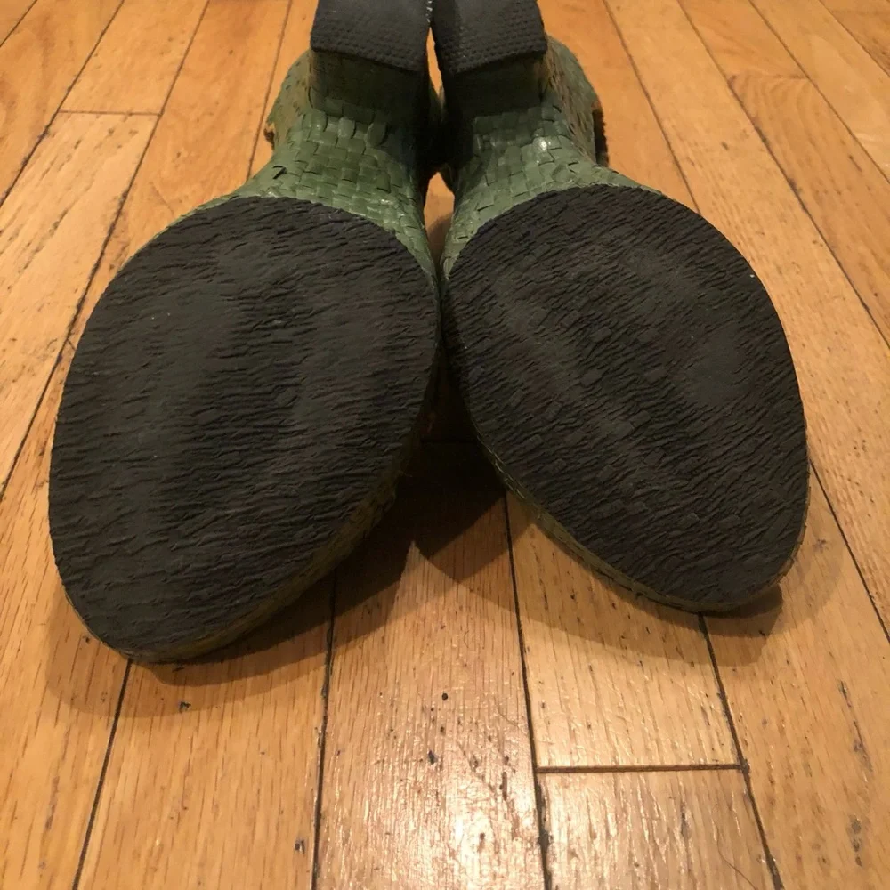 Sheridan Mia Olive Woven Platform Heels